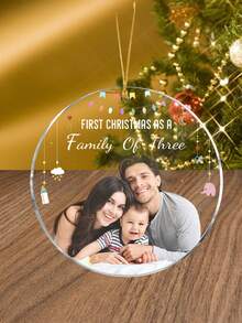 1pc Personalized Family Photo Acrylic Christmas Ornament, Custom Round Christmas Decoration,Clear Acrylic Xmas Tree Pendant, Unique Holiday Gift For Family And Friends, Customized Name Ornament, Creative Christmas Home Decoration, Family Photo Memory Ornament, Personalized Holiday Decor, Customized Christmas Ornaments, Personalized Family Christmas Ornaments, Personalized Gifts, Customized Christmas Gifts