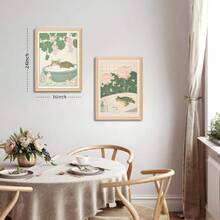 Framed Retro Meditating Frog Wall Art Carefree Frog Prints Vintage Frog Mushroom Picture  70s Aesthetic Poster Quote Wall Print For Bathroom Wall Dr16*24"*2,23776592 - 薑色 - 查看 2