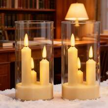AMILL 3/6/9pcs LED Cylindrical Flameless Candle Lights, Battery-Powered Imitation Crystal Rose Shadow Night Lights, Suitable For Valentine's Day, Weddings, Banquets, Parties, Holloween Christmas And Holiday Decorations. - ánh sáng trắng ấm áp - Xem 16