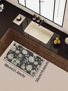 1 pezzo Tappetino da cucina in gel di silice con motivo floreale, sfondo grigio scuro con stampe di fiori bianchi e foglie, tappeto da cucina imbottito di lusso anti-fatica, adatto per cucina, bagno, ingresso, lavanderia, camera da letto, soggiorno