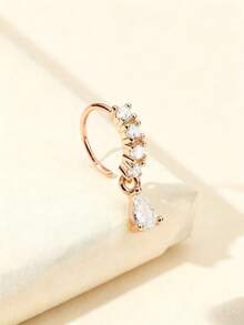 1 Pc Luxury Minimalist Set Of Micro-Solid Diamond Drop Ear Bar Claspers - Available In Gold, Rose Gold Or Silver Delicate And Exclusive Daily Commuting Accessory. - Silver - View 8