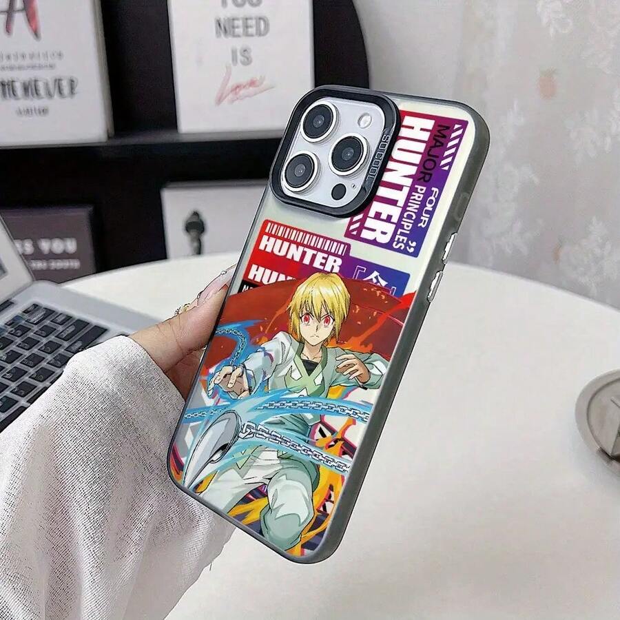 Nueva funda de teléfono creativa y popular para chicos de anime Kurapika, adecuada para para 16, 16E, 15, 14, 13, 12, 11 Pro, X, XR, XSMAX, 8, E Plus, con un diseño único y una carcasa dura mate de plata brillante.17 17promax. - Negro - Ver 1