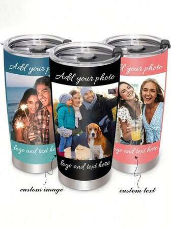 1pc 20oz Customized Stainless Steel Travel Mug - Printable With Photos And Text, Double-Wall Insulated, Perfect Gift For Birthday, Anniversary, Valentine's Day, Mother's Day, Father's Day, New Year And More, Personalized, Multipurpose, Reusable, Easy To Clean, Elegant And Stylish, High Quality