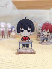 La flor fragante florece con dignidad Figura de personaje de anime en pose sentada en el escritorio de la escuela, de 10 cm de acrílico, coleccionable lindo, tema de panadería, decoración de aula, regalo perfecto para fans del anime