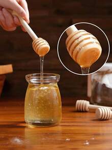 120/60/24/12/6/1pc Wooden Honey Stirring Spoon, Solid Wood Honey Stick, Long Stick Honey Stirrer, Jam Mixer, Milk Coffee Milk Tea Stirring Stick, Stirring Handle, Jar Spoon Practical Wooden Stirring Stick, Kitchen Gadgets - Multicolor - View 2