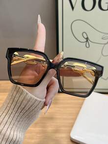 1副男士玳瑁纹链条方形时尚眼镜 - 彩色 - 查看 3