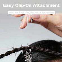 QY- 10PCS Goth Hair Accessories Spikes For Braids Punk Rock Festival Clips Gothic Hair Clip Set For Women Men Edgy Alt Grunge Braided Hair Accessories -6459 - Bạc - Xem 3