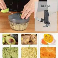 ProMaster Multi-Functional Food Chopper - Effortless Vegetable Cutter, Onion Slicer, Garlic Crusher, Meat Grinder, Cheese Slicer, And Salad Chopper For Home And Restaurant Kitchens - 16.91oz/ 18.6oz/ 30.43oz/ 32.12oz Capacity, Blue And Green Gray Colors - Xám xanh 520ML - Xem 7
