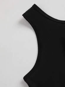 Women's Fitness Criss-Cross Strap Sports Tank Top, Gym Workout Casual Sleeveless Shirt - Black - View 7