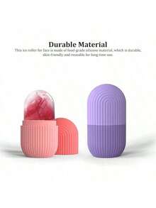 Roller Rodillo de Hielo para la Cara Agarre Antideslizante Rodillos de Hielo para la Cara Silicona Duradera Fácil Operación Molde de Hielo para Belleza Apriete (Azul) - Morado - Ver 6