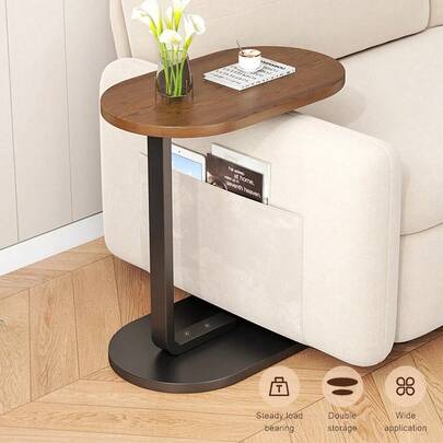 C-Shaped Side Table For Couch - Small Coffee Stand Sofa Tray Desk Waterproof Scratch Resistant, Modern End Accent For Living Room, Bedroom, Small Spaces