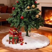 35 Inch Rabbit Fur Tree Skirt White Plush Skirt Merry Party Tree Decoration