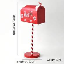 1 Vintage Wrought Iron Christmas Mailbox - Country Cotton-Style Red And White Mailbox With Golden Hinges, 3D Snowflake And Candy Bar Decoration, Indoor/Outdoor Holiday Decoration, Durable Metal Mailbox, Suitable For Porch Or Mantelpiece (Easy To Install)