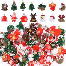 20pcs Christmas Resin Cartoon Pendants, Santa Claus Candy Cane Reindeer Snowman Bell Pattern DIY Jewelry Charms Earrings Craft Making - Multicolor - View 7