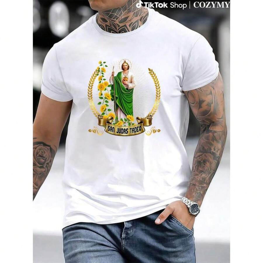 Camiseta de cuello redondo de Tadeo: Defensor de las causas perdidas de México - Blanco - Ver 1