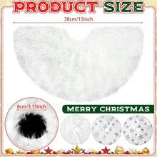 3 Pack 15 Inches Tree Skirt White With Silver Snowflake Tree Faux Fur Plush Sequin Fluffy Xmas Skirt Holiday Party Indoor Outdoor Home Decoration