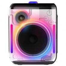 Altavoz Bluetooth con 2 micrófonos inalámbricos recargables – Altavoz portátil para fiestas con luces de colores – Altavoz de suelo compatible con tarjetas TWS/AUX/USB/TF, ideal para fiestas, casa y camping. - Rosa - Ver 9