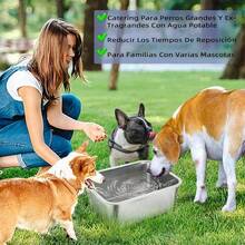 Plato para Perro de Acero Inoxidable, Tazn para perros 4. litros gran capacidad, platos para perro, cuenco de agua de metal y trastes para perro, Adecuado para Perros medianos y Grandes - inicial - Ver 6