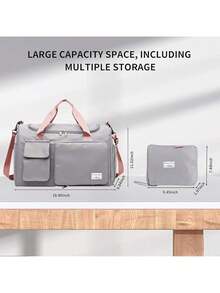 TOCOZOC Maleta Deportiva Bolsa de Deporte Gym con Compartimento para Zapatos y Bosillo Impermeable, con Neceser y Funda para Zapatos, Bolsa de Viaje Impermeable para Entrenamiento, Deporte - Gris - Ver 10