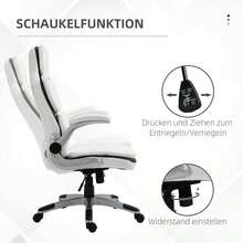 Ergonomischer Bürostuhl mit klappbare Armlehnen, Höhenverstellbarer Schreibtischstuhl mit Wippfunktion, dick gepolsterter Stuhl mit verstellbare gepolsterte Armlehne 69 x 67 x 113-121 cm-XY120564