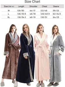 PUTUO Womens Bathrobe Soft Fleece Dressing Gown Ladies Winter Warm Long Robe Housecoat Full Length - Hooded Robes - Pink - View 8