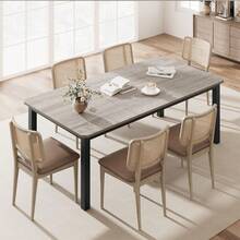 Mesa de Comedor Industrial 78" para 6-8 Personas, Mesa de Cocina de Madera con Estructura Metálica Resistente y Acabado Café Rústico, Ideal para Sala o Comedor - Gris - Ver 2