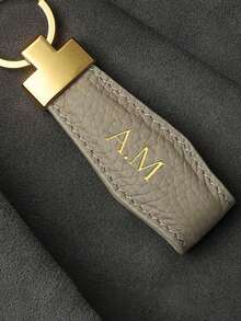 Customized Initial Keychain, Luxury Faux Leather Car Keychain, Customized Name Keychain, Men And Women'S Fashion Accessory, Single, Decorative, Climbing Hook Design, Perfect For Birthday Gifts, , Colorful, Cute, Adorable, Funny, Kawaii, Y2k, Stylish, Unisex, Casual, Custom, Personalized, Unique, Ideal Gifts For Him, Ideal Gifts Junior High School Students