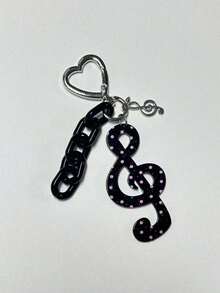 Retro Polka Dot gestreifter Musiknoten Acryl Schlüsselanhänger, kreative retro süße Party Deko Taschenbehang. Geeignet für Dekoration, Schultasche Anhänger, kann an Taschen und anderen Orten dekoriert werden, geeignet für Frauen, Studenten, Weihnachtsgeschenke Muss-haben