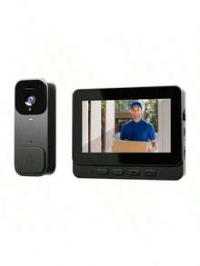 Wireless Smart Doorbell, Visual Doorbell Camera, HD Night Vision Doorbell, Two-Way Talk, Photos, Recording, APP Control, Voice Conversion Function, SD Card Local Storage, Wireless Video Doorbell For Home Security - Black - View 1