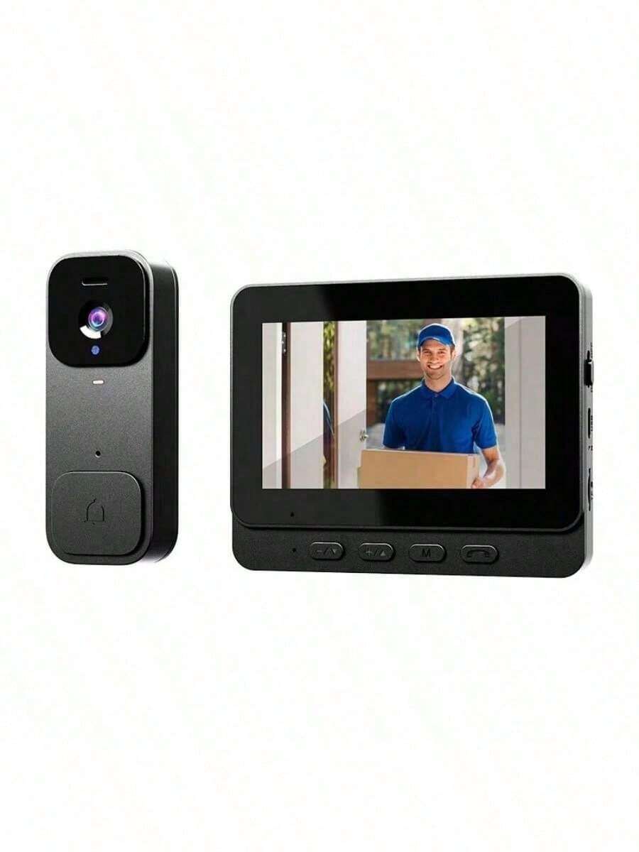 Wireless Smart Doorbell, Visual Doorbell Camera, HD Night Vision Doorbell, Two-Way Talk, Photos, Recording, APP Control, Voice Conversion Function, SD Card Local Storage, Wireless Video Doorbell For Home Security - Black - View 1