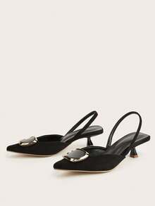 Women's Pointed Toe Slingback Sandals, Breathable Knitted Fabric, Kitten Heel, Comfortable Backstrap Design,Elegant,Party Outfits