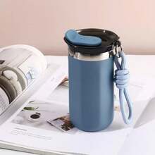 全新便携式保温咖啡杯（带手带）、真空保温不锈钢杯、带盖保温咖啡杯、双层保温冷热杯 - 彩色 - 查看 4