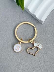 1 pieza Llavero personalizado creativo con letra: Doctor, Enfermera, Estetoscopio, Llavero, Personal de rescate médico, Decoración de billetera, Llave de estetoscopio, Anillo de llave - gorro de enfermera - Ver 7