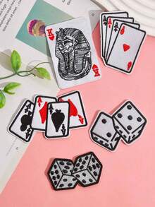 1/4pcs Poker Iron On Patches Playing Card Embroidered Applique Heart Dice Gaming Cards Craps Gambling Lady Luck Las Vegas Patches For Clothes DIY Jackets Shirts Hats Backpacks Jeans - Multicolor - View 4