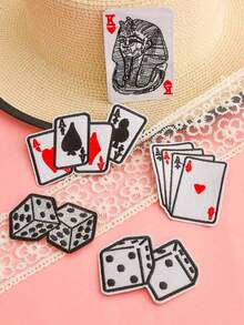 1/4pcs Poker Iron On Patches Playing Card Embroidered Applique Heart Dice Gaming Cards Craps Gambling Lady Luck Las Vegas Patches For Clothes DIY Jackets Shirts Hats Backpacks Jeans - Multicolor - View 6