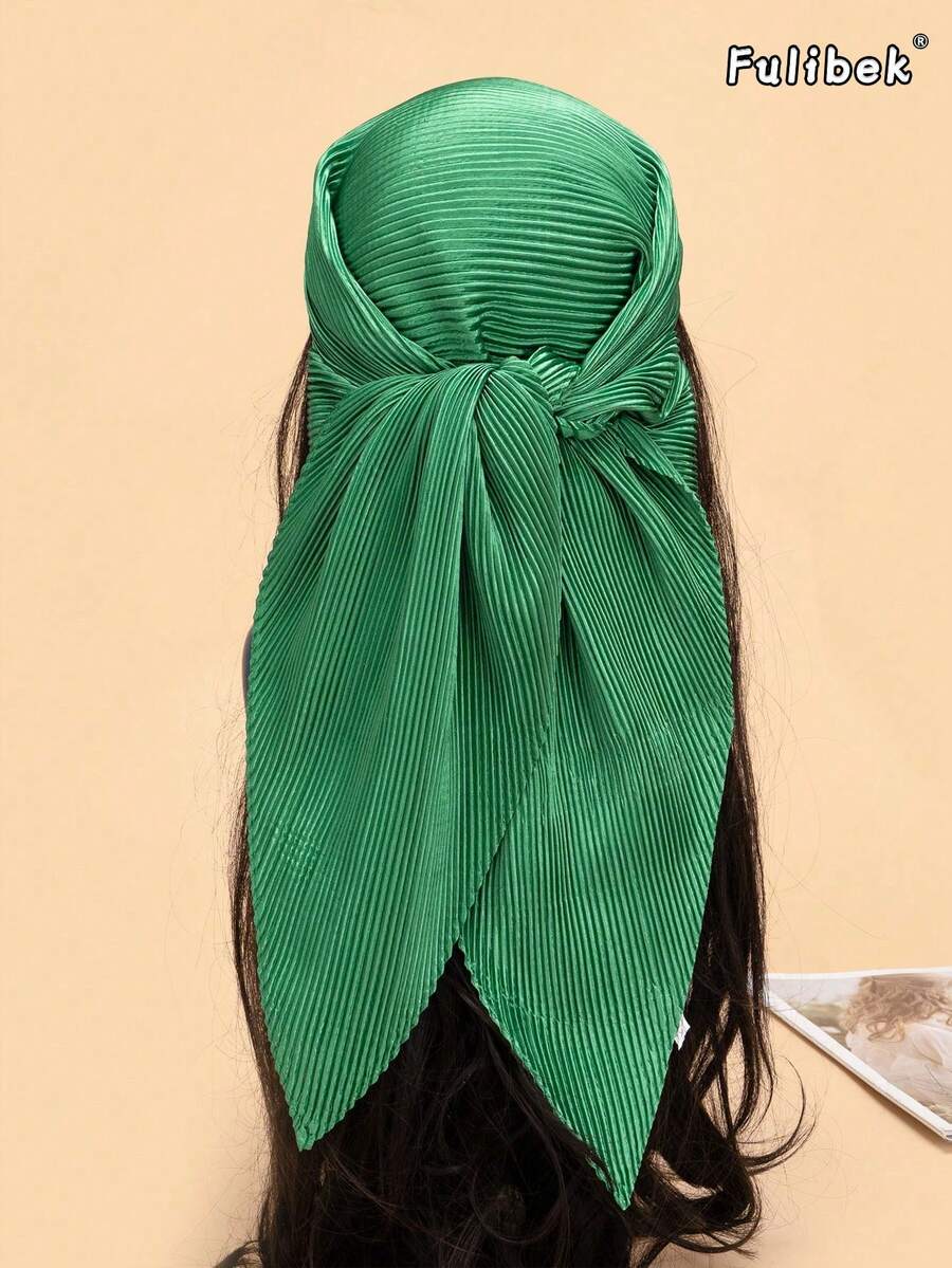 1 Stück 90cm Damen Einfarbiger Crinkle Chiffon Schal, Damen Bandana & Quadratischer Schal, Haaraccessoires, Stirnband, Haargummi, Kopftuch, Modisches Accessoire, geeignet für Strand, Urlaub und den Alltag, um Ihren Stil zu betonen