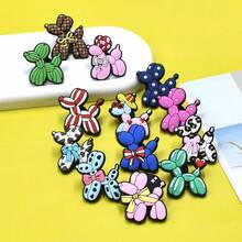 16PCS/SET, Plastic, Striped Star Bow Hat Pink Blue Green Plaid Multi Style Balloon Dog Series Pattern Pins, Suitable For Backpack Collar Handmade Decorative Accessories, Perfect For Christmas Gifts