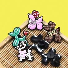 16PCS/SET, Plastic, Striped Star Bow Hat Pink Blue Green Plaid Multi Style Balloon Dog Series Pattern Pins, Suitable For Backpack Collar Handmade Decorative Accessories, Perfect For Christmas Gifts