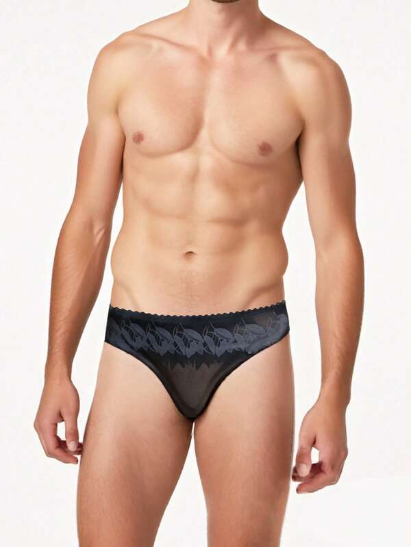 5pcs Men's Underwear, Lace Mesh Breathable Briefs For Young Men, Comfortable Underwear For Men In Spring And Autumn