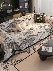 北欧风格沙发垫套，皮革沙发套，防滑座垫，适合所有季节 - 黑與白 - 查看 12