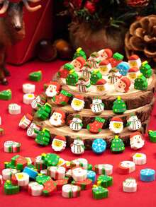 100 piezas - Borradores miniatura de Navidad, perfectos para niños, vendidos a granel. Borradores de novedad adorables con formas de borradores de lápiz que presentan a Papá Noel, muñecos de nieve y calcetines. Ideal como recuerdos de fiesta de Navidad o recompensas por trabajos escolares en casa. Excelente para llenar los calcetines de Navidad (extremadamente pequeño, no compre si el tamaño es una preocupación).