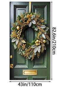 1 Stück Festlicher Goldener Weihnachtskranz, ein luxuriöser Kranz-Dekor mit zarten goldenen Beeren- und Blattdetails, ein auffallender Türhänger, geeignet für Haustüren, Veranda-Dekorationen und Party-Hintergründe, perfekt für Weihnachtsfeiern, Feiertage und winterliche Festlichkeiten (90x180cm).