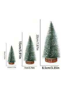 1pc 3 Sizes Artificial Mini Christmas Tree, Christmas Decorations, Artificial Christmas Ornaments, Christmas Table Decorations With Wooden Base Suitable For Living Room, Bathroom, Bedroom, Restaurant Christmas Party Home Desktop Tree Decorations Home Decor Room Decor