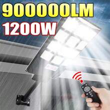 1200W Luz solar súper brillante 900000LM Luz de pared solar de ultra alta potencia para exteriores Iluminación de a prueba de agua Luz de jardín con sensor de movimiento Luz de patio, garaje y calle Foco