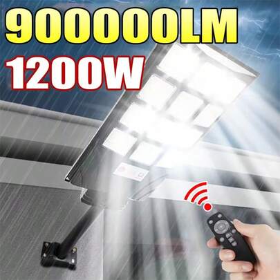 Lampe solaire ultra-lumineuse 1 200 W, 900 000 lm, éclairage mural d'extérieur ultra-puissant, éclairage de sécurité, éclairage à induction étanche, éclairage de jardin, cour, garage, rue, projecteur