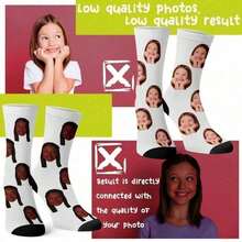 1PC Customized Face Creative Socks - Custom Photo Artistic Socks, Personalized Quirky Socks, Custom - Patterned Uncommon Socks, Photo - Look Amusing Socks, A Delightful Gift For Valentine's Day, Birthdays, Christmas, And Unforgettable Anniversaries - Black - View 5