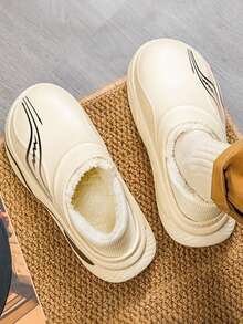 Botas de tobillo con puntera redonda nuevas de invierno para hombres, con forro de algodón acolchado y cálido. Pantuflas de algodón cálidas para interiores. Botas de nieve. Zapatos de invierno cálidos y cómodos para usar en interiores.