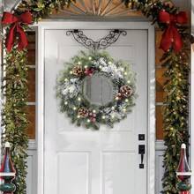 Liged Cristmas Wreat Wit 20 LED Ligs Rated Wit Realistic Snowf Red Rries Pinecones Cristmas Rations  Outdoor Indoor Ome Party R 16" - xanh đỏ - Xem 2