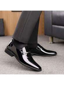 Hombres casuales zapatos de negocios versión coreana de los hombres británicos zapatos de tacón bajo zapatos formales - Negro - Ver 1
