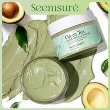 Máscara de Argila de Chá Verde SEEMSURE com Lama Vulcânica - Limpeza Profunda, Refinamento de Poros, Controle de Oleosidade, Clareamento, 120g